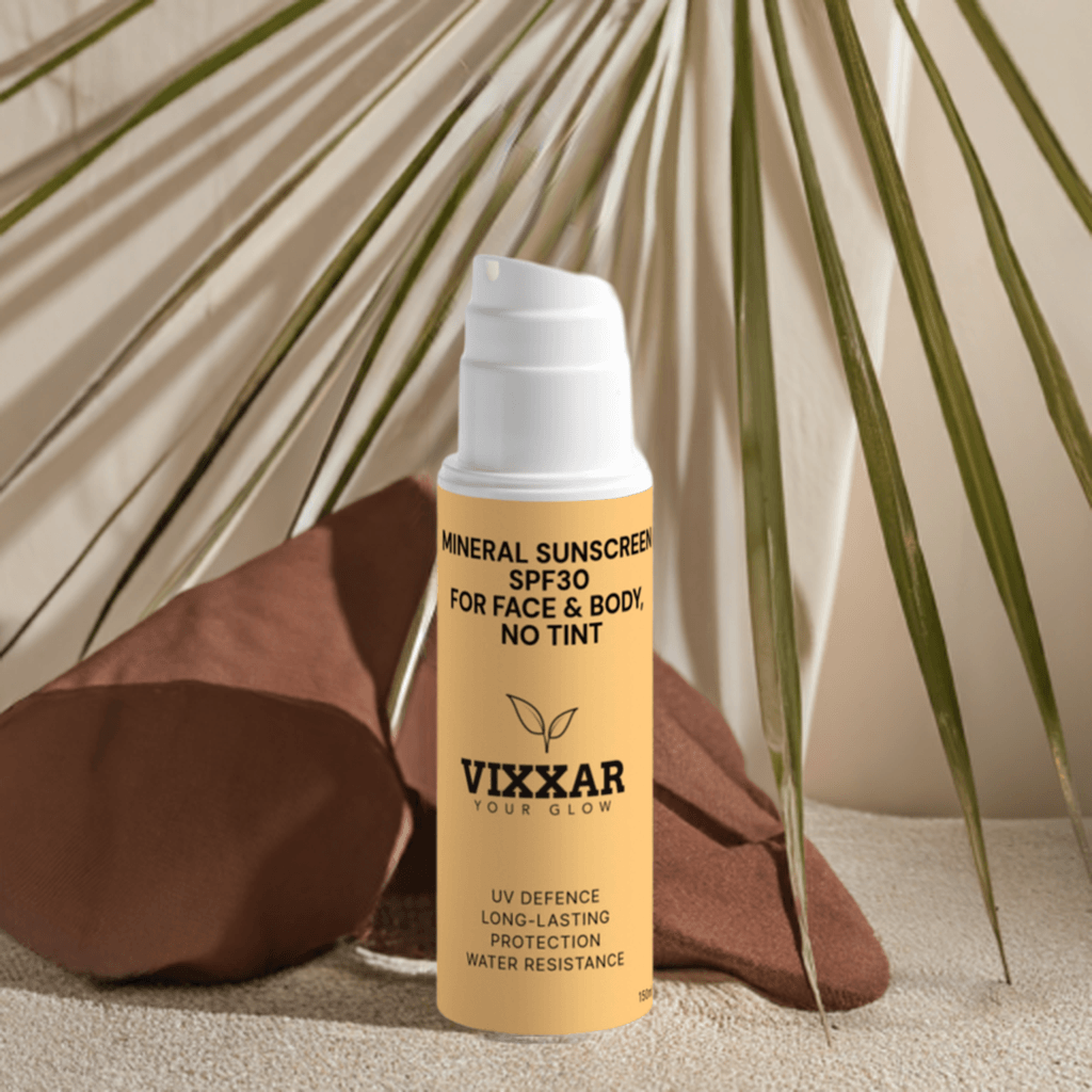 Mineral Sunscreen SPF30 for Face & Body, no tint 150ml - Vixxar Cosmetiques