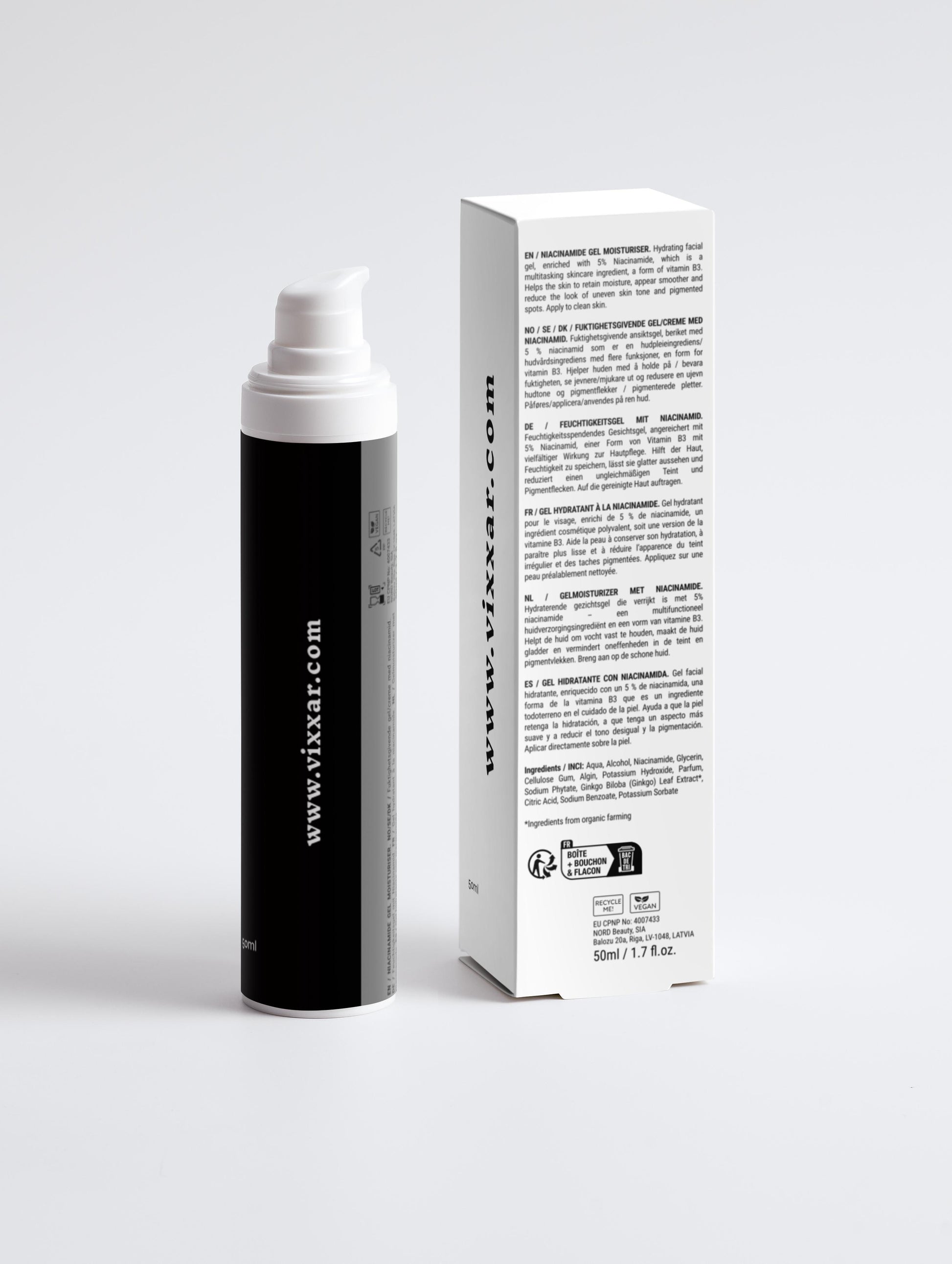 Niacinamide Gel Moisturiser 50ml - Vixxar Cosmetiques