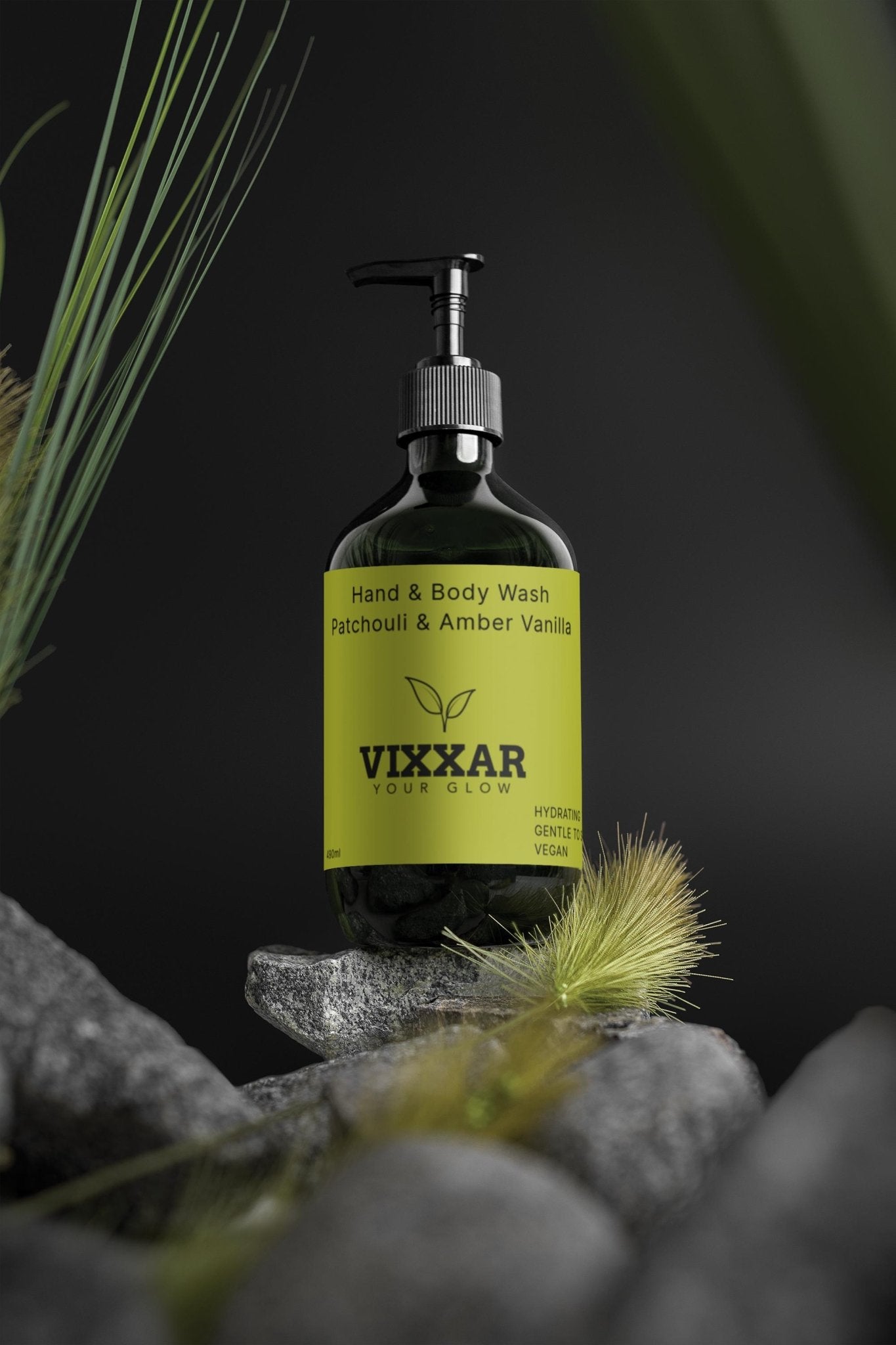 Patchouli &amp; Amber Vanilla Hand &amp; Body Wash – Hydrating Vegan Cleanser 490ml - Vixxar Natural SkincareDefault