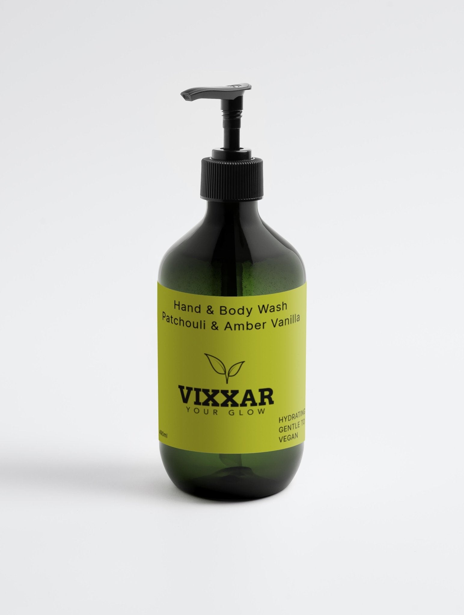 Patchouli &amp; Amber Vanilla Hand &amp; Body Wash – Hydrating Vegan Cleanser 490ml - Vixxar Natural SkincareDefault