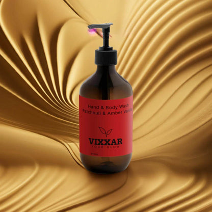 Patchouli &amp; Amber Vanilla Hand &amp; Body Wash – Hydrating Vegan Cleanser 490ml - Vixxar CosmetiquesDefault