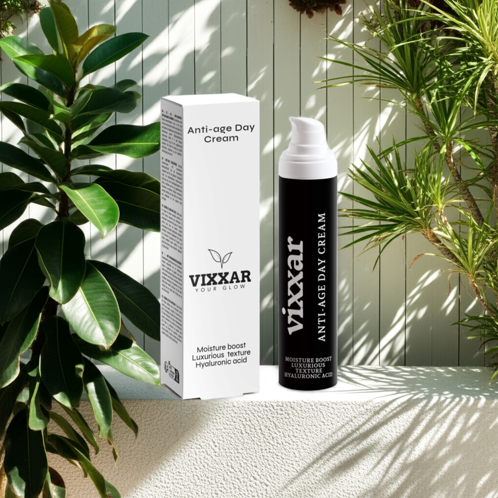 Vixxar Anti-Age Day Cream with Hyaluronic Acid, botanical background