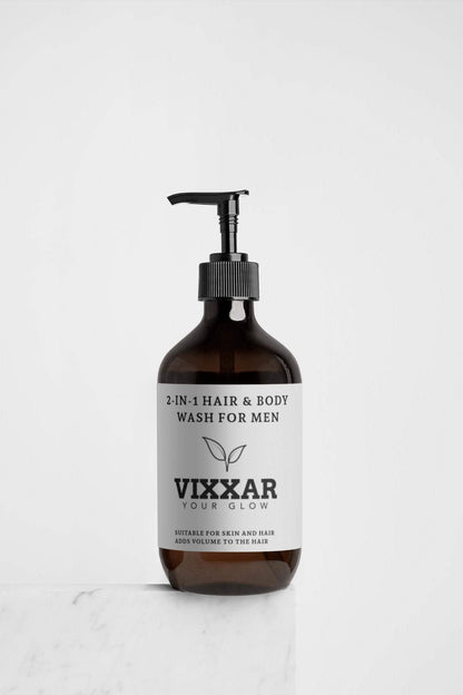 2-in-1 Hair &amp; Body Wash for Men – Hydrating &amp; Strengthening Cleanser (490ml) - Vixxar Cosmetiques