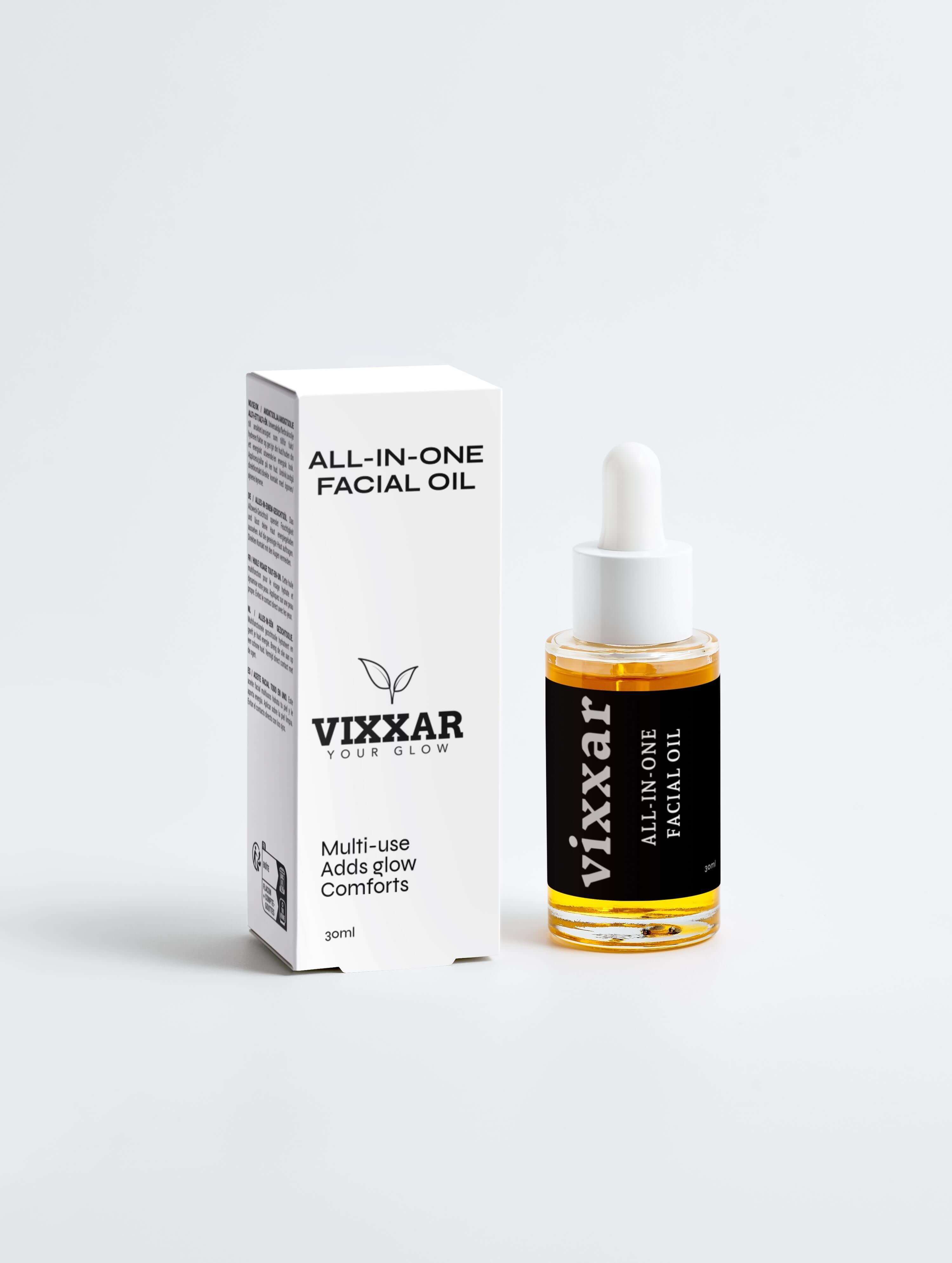 All-In-One Facial Oil 30ml – Multi-Purpose Glow Oil for Hydration &amp; Radiance - Vixxar Cosmetiques