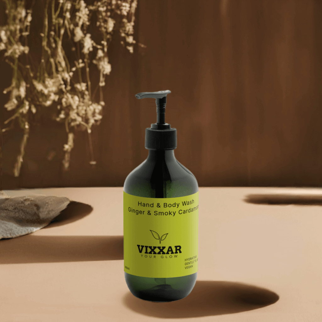 Ginger &amp; Smoky Cardamom Hand and Body Wash 490ml – Hydrating, Aromatic Cleanser for All Skin Types - Vixxar Cosmetiques