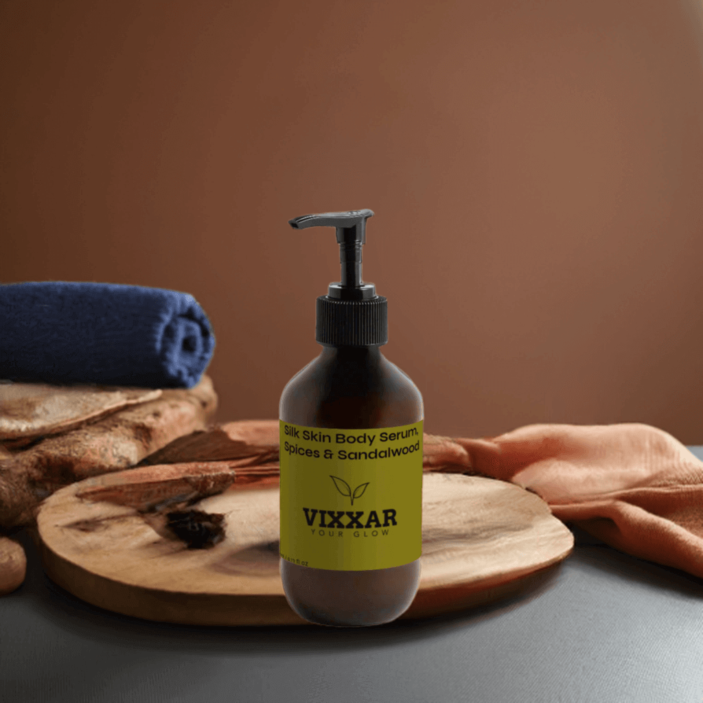 Silk Skin Body Serum – Spices &amp; Sandalwood | Deep Hydration for All Skin Types (270ml) - Vixxar Natural Skincare