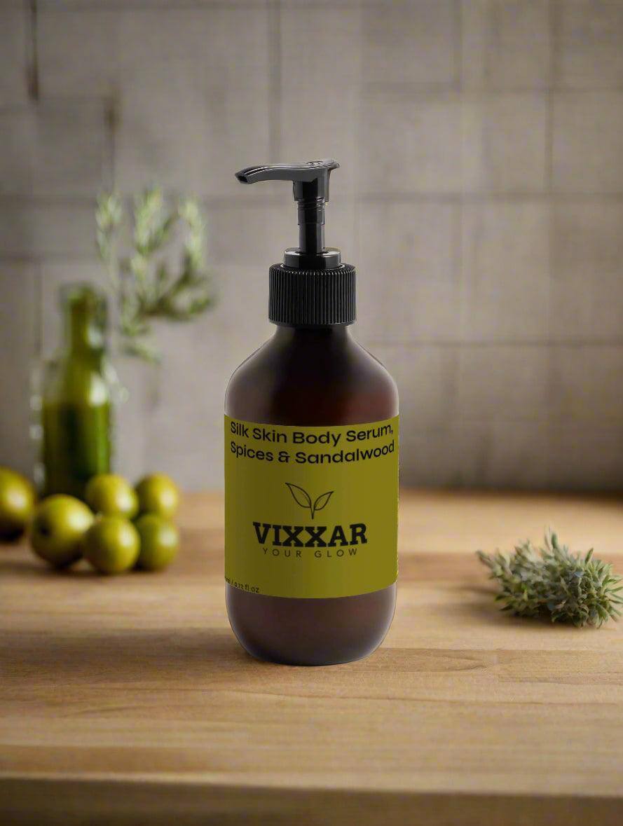 Silk Skin Body Serum – Spices & Sandalwood Sodium PCA & HA Vixxar
