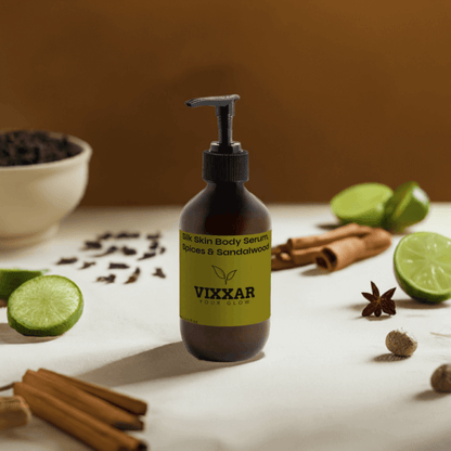 Silk Skin Body Serum – Spices &amp; Sandalwood | Deep Hydration for All Skin Types (270ml) - Vixxar Natural Skincare