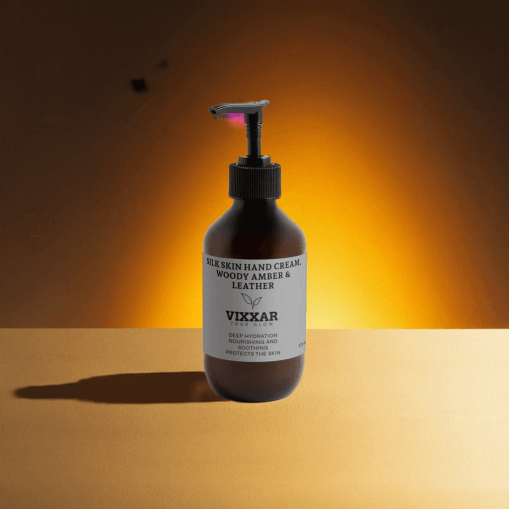 Silk Skin Hand Cream – Woody Amber &amp; Leather | Deep Hydration, Non - Greasy - Vixxar Natural Skincare